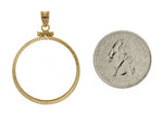 Carregar imagem no visualizador da galeria, 14K Yellow Gold 1/2 oz or Half Ounce American Eagle Coin Holder Bezel Screw Top Pendant Charm Holds 27mm x 2.2mm Coins
