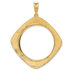 Kép betöltése a galériamegjelenítőbe: 14k Yellow Gold Prong Coin Bezel Holder for 30mm Coins or 1 oz Maple Leaf 1/2 oz Cat Diamond Shaped Beaded Pendant Charm
