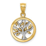 Afbeelding in Gallery-weergave laden, 14k Yellow White Gold Two Tone Tree of Life Circle Round Pendant Charm
