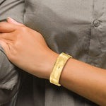 Indlæs billede til gallerivisning 14k Yellow Gold 19.5mm Hammered Contemporary Cuff Bangle Bracelet
