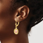 Lataa kuva Galleria-katseluun, 14k Yellow Rose Gold Two Tone Sunflower Leverback Dangle Earrings
