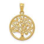 Afbeelding in Gallery-weergave laden, 14k Yellow Gold Tree of Life Circle Round Pendant Charm
