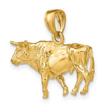 Carica l&#39;immagine nel visualizzatore di Gallery, 14k Yellow Gold 3D Bull Pendant Charm
