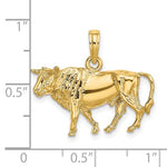 將圖片載入圖庫檢視器 14k Yellow Gold 3D Bull Pendant Charm
