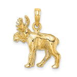 Załaduj obraz do przeglądarki galerii, 14k Yellow Gold Moose 3D Textured Pendant Charm
