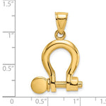 Загрузить изображение в средство просмотра галереи, 14k Yellow Gold Nautical Shackle Link Moveable 3D Pendant Charm

