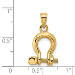 Загрузить изображение в средство просмотра галереи, 14k Yellow Gold Nautical Shackle Link Moveable 3D Pendant Charm
