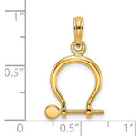 將圖片載入圖庫檢視器 14k Yellow Gold Nautical Shackle Link Moveable 3D Pendant Charm

