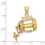 Carica l&#39;immagine nel visualizzatore di Gallery, 14k Yellow Gold Fishing Reel Moveable 3D Pendant Charm
