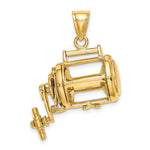 Lade das Bild in den Galerie-Viewer, 14k Yellow Gold Fishing Reel Moveable 3D Pendant Charm
