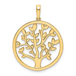 Kép betöltése a galériamegjelenítőbe: 14k Yellow Gold Rhodium Tree of Life Circle Round Pendant Charm
