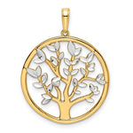 Afbeelding in Gallery-weergave laden, 14k Yellow Gold Rhodium Tree of Life Circle Round Pendant Charm
