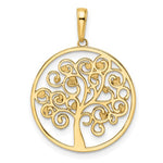 이미지를 갤러리 뷰어에 로드 , 14k Yellow Gold Rhodium Tree of Life Circle Round Pendant Charm
