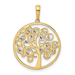 Kép betöltése a galériamegjelenítőbe: 14k Yellow Gold Rhodium Tree of Life Circle Round Pendant Charm
