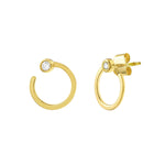 Afbeelding in Gallery-weergave laden, 14k Yellow Gold Diamond Bezel Circle Door Knocker Earrings

