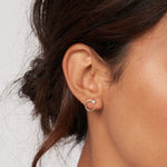Afbeelding in Gallery-weergave laden, 14k Yellow Gold Diamond Bezel Circle Door Knocker Stud Post Earrings
