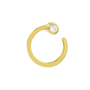 14k Yellow Gold Diamond Bezel Circle Door Knocker Stud Post Earrings