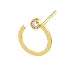 Afbeelding in Gallery-weergave laden, 14k Yellow Gold Diamond Bezel Circle Door Knocker Stud Post Earrings
