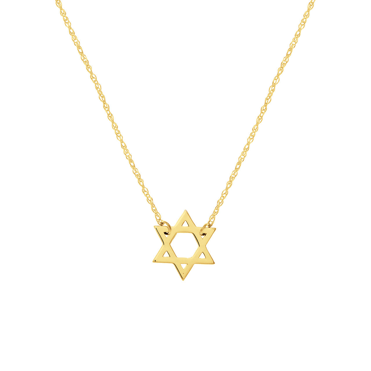 14k Yellow Gold Mini Star of David Pendant Charm Necklace