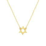 Load image into Gallery viewer, 14k Yellow Gold Mini Star of David Pendant Charm Necklace
