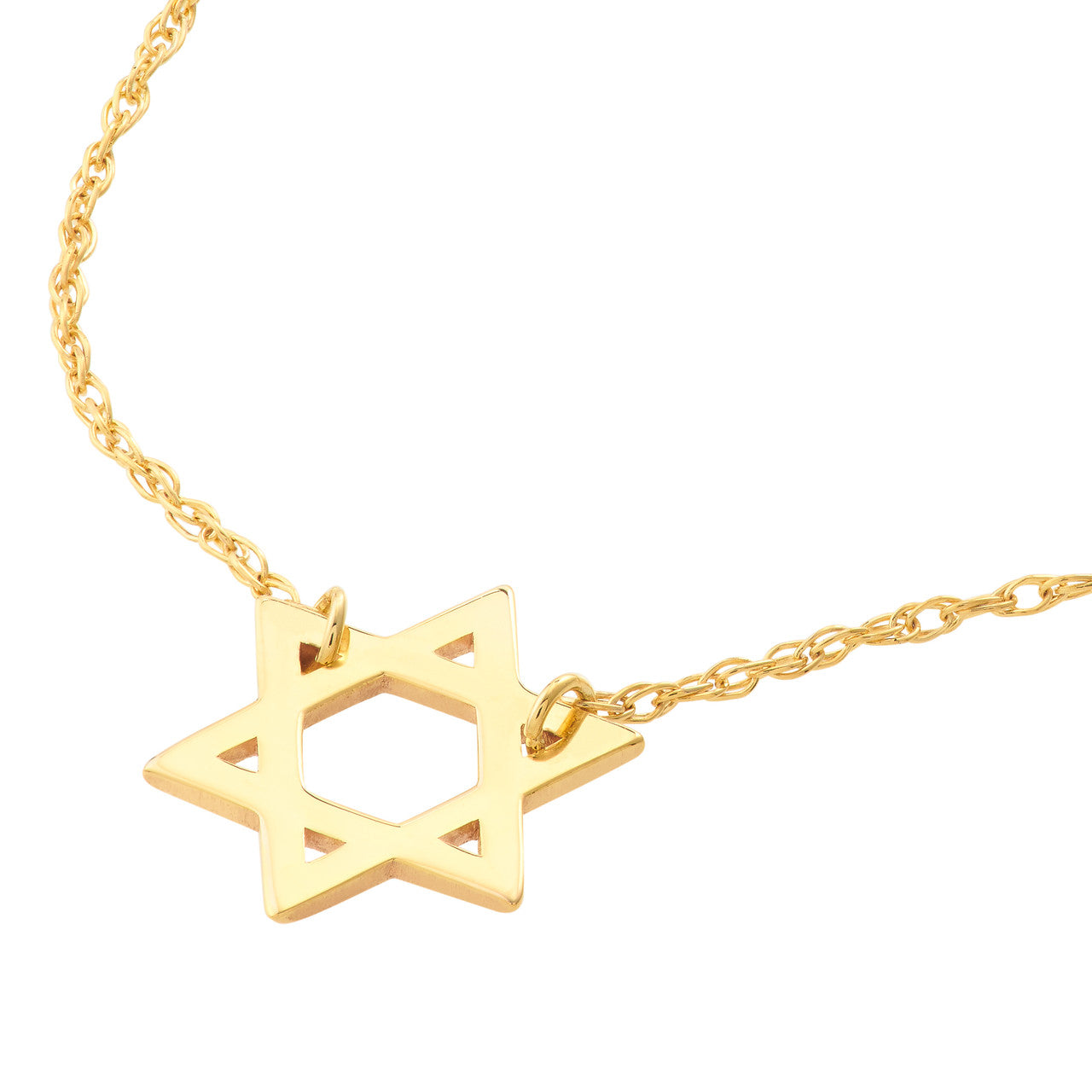 14k Yellow Gold Mini Star of David Pendant Charm Necklace