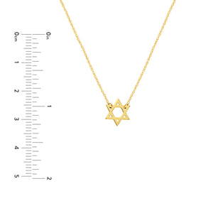 14k Yellow Gold Mini Star of David Pendant Charm Necklace