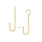 Carregar imagem no visualizador da galeria, 14k Yellow Gold Diamond Cut Multi Bead Chain Drape Ear Cuff Earrings
