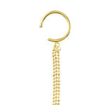 Kép betöltése a galériamegjelenítőbe: 14k Yellow Gold Diamond Cut Multi Bead Chain Drape Ear Cuff Earrings
