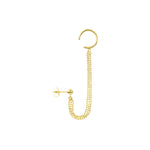 將圖片載入圖庫檢視器 14k Yellow Gold Diamond Cut Multi Bead Chain Drape Ear Cuff Earrings
