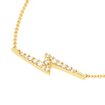 Charger l&#39;image dans la galerie, 14K Yellow Gold Diamond Thunderbolt Lightning Adjustable Necklace
