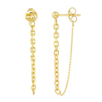 Indlæs billede til gallerivisning 14k Yellow Gold Chain Drape Front to Back Dangle Earrings
