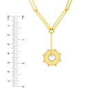 Ladda upp bild till gallerivisning, 14K Yellow Gold Diamond Sun Round Medallion Paper Clip Chain Lariat Y Necklace

