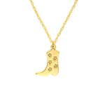 Kép betöltése a galériamegjelenítőbe: 14k Yellow Gold Cowboy Cowgirl Boot Five Stars Pendant Charm Necklace
