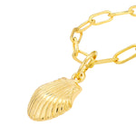 Afbeelding in Gallery-weergave laden, 14K Yellow Gold Mini Shell Seashell Paper Clip Chain Necklace
