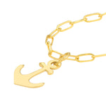 Lataa kuva Galleria-katseluun, 14K Yellow Gold Mini Anchor Paper Clip Chain Necklace
