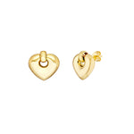 Afbeelding in Gallery-weergave laden, 14k Yellow Gold Puffy Heart Door Knocker Stud Post Dangle Earrings
