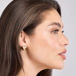 Load image into Gallery viewer, 14K Yellow Gold Heart Puff Bubbly Stud Post Back Earrings
