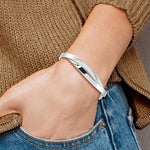 Indlæs billede til gallerivisning 925 Sterling Silver Hammered Intertwined Style Contemporary Modern Cuff Bangle Bracelet
