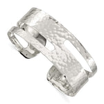 Indlæs billede til gallerivisning 925 Sterling Silver 23mm Fancy Hammered Contemporary Modern Cuff Bangle Bracelet
