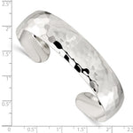 Indlæs billede til gallerivisning 925 Sterling Silver 13.5mm Hammered Contemporary Modern Cuff Bangle Bracelet
