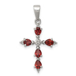 Załaduj obraz do przeglądarki galerii, Sterling Silver Genuine Natural Garnet and Diamond Cross Pendant Charm
