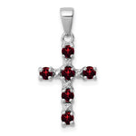 Afbeelding in Gallery-weergave laden, Sterling Silver Genuine Natural Garnet and Diamond Accent Cross Pendant Charm
