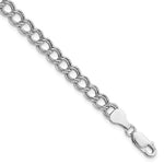 Carica l&#39;immagine nel visualizzatore di Gallery, Sterling Silver Rhodium Plated 6mm Double Link Charm Bracelet Lobster Clasp
