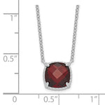 Ladda upp bild till gallerivisning, Sterling Silver Garnet Square Necklace Chain 16 inches with 2 inch Extender
