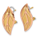 Załaduj obraz do przeglądarki galerii, 14k Yellow Rose Gold Two Tone Leaf Omega Back Earrings
