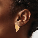 Załaduj obraz do przeglądarki galerii, 14k Yellow Rose Gold Two Tone Leaf Omega Back Earrings
