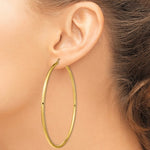 Carica l&#39;immagine nel visualizzatore di Gallery, 14K Yellow Gold 90mm x 3mm Extra Large Giant Gigantic Big Lightweight Round Classic Hoop Earrings
