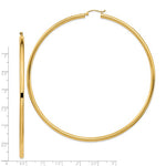Afbeelding in Gallery-weergave laden, 14K Yellow Gold 90mm x 3mm Extra Large Giant Gigantic Big Lightweight Round Classic Hoop Earrings

