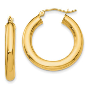 10K Yellow Gold Classic Round Hoop Earrings 25mmx4mm