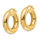 Load image into Gallery viewer, 14K Yellow Gold 26mm x 6mm Diamond Cut Round Hoop Earrings
